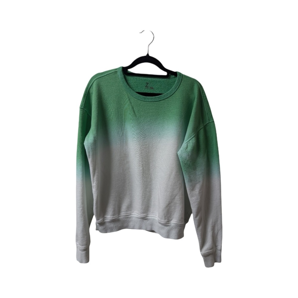 Z by Zella Green Ombre Crewneck Sweatshirt Women's Large Cozy Pullover